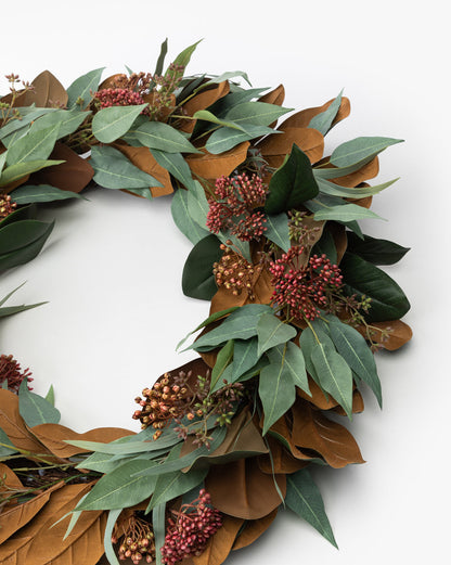 30-Inch Magnolia & Eucalyptus Faux Wreath - image 7