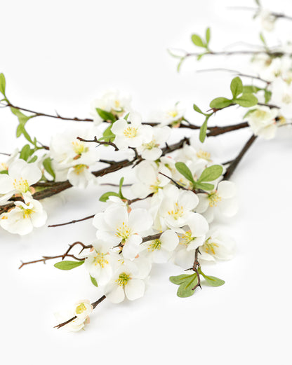 Soft White Quince Blossom Faux Branch - image 2